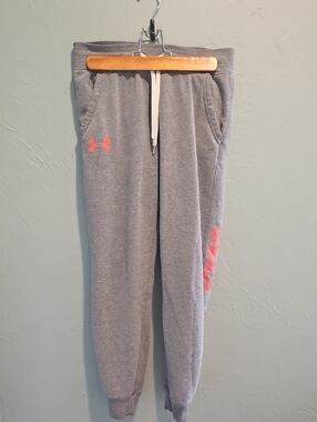 Under Armour Gray Joggers with Coral Logo